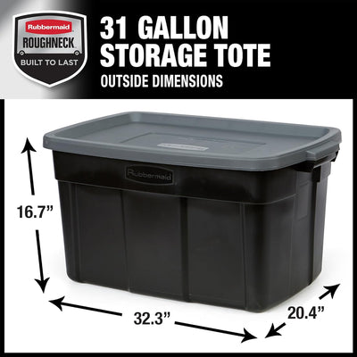 Rubbermaid Roughneck 31 Gallon Storage Container, (3 Pack) (Open Box) - VMInnovations