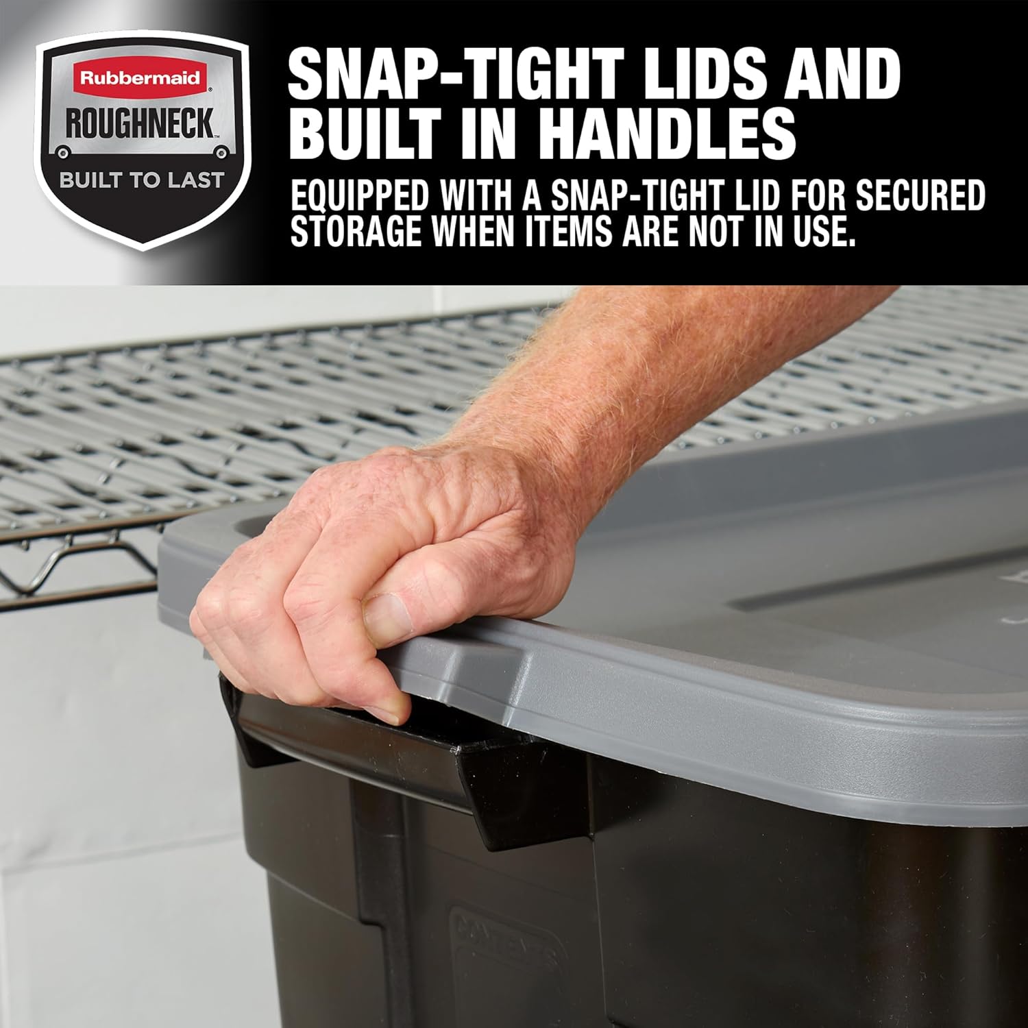 Rubbermaid Roughneck 31 Gal Storage Container, Black/Cool Gray (3 Pack) (Used)