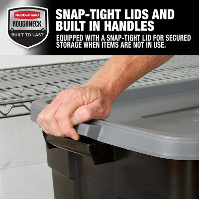 Rubbermaid Roughneck 31 Gal Storage Container, Black/Cool Gray (3 Pack) (Used)