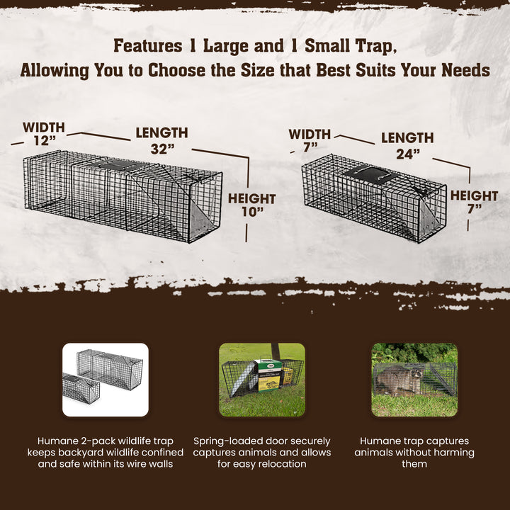 Rugged Ranch CatchMor Live Animal Multi Catch 2 Pack Trap, 1 Lg & 1 Sm (Used)