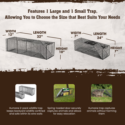 Rugged Ranch CatchMor Live Animal Multi Catch 2 Pack Trap, 1 Lg & 1 Sm (Used) - VMInnovations