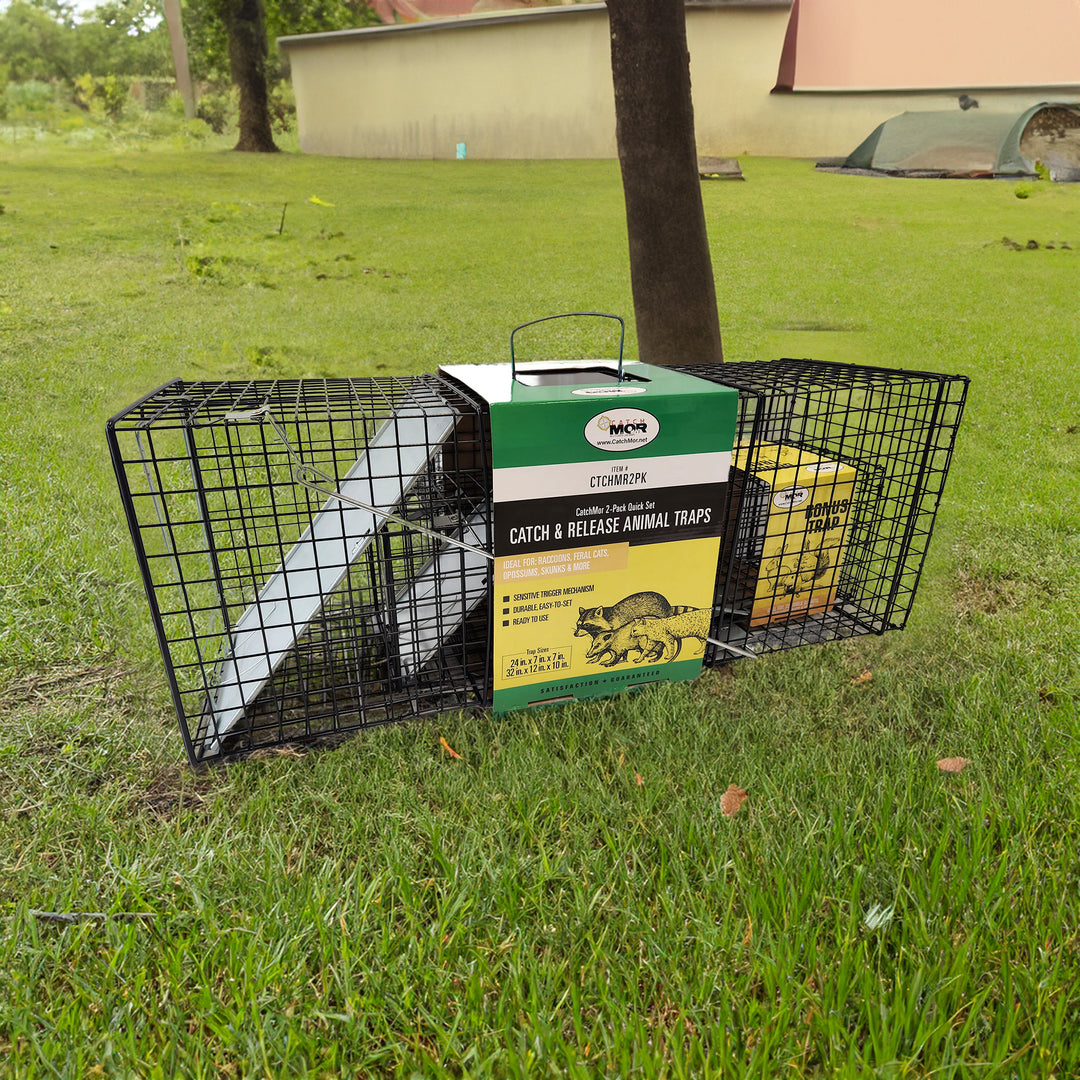 Rugged Ranch CatchMor Live Animal Multi Catch 2 Pack Trap, 1 Lg & 1 Sm (Used)