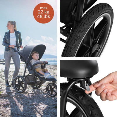 hauck 3-Wheel All Terrain Stroller with Raincover - From Birth up to 48.5lbs