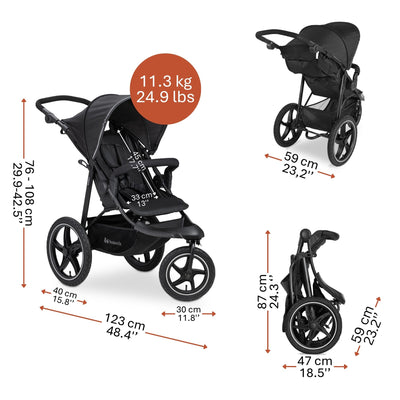 hauck 3-Wheel All Terrain Stroller with Raincover - From Birth up to 48.5lbs - VMInnovations