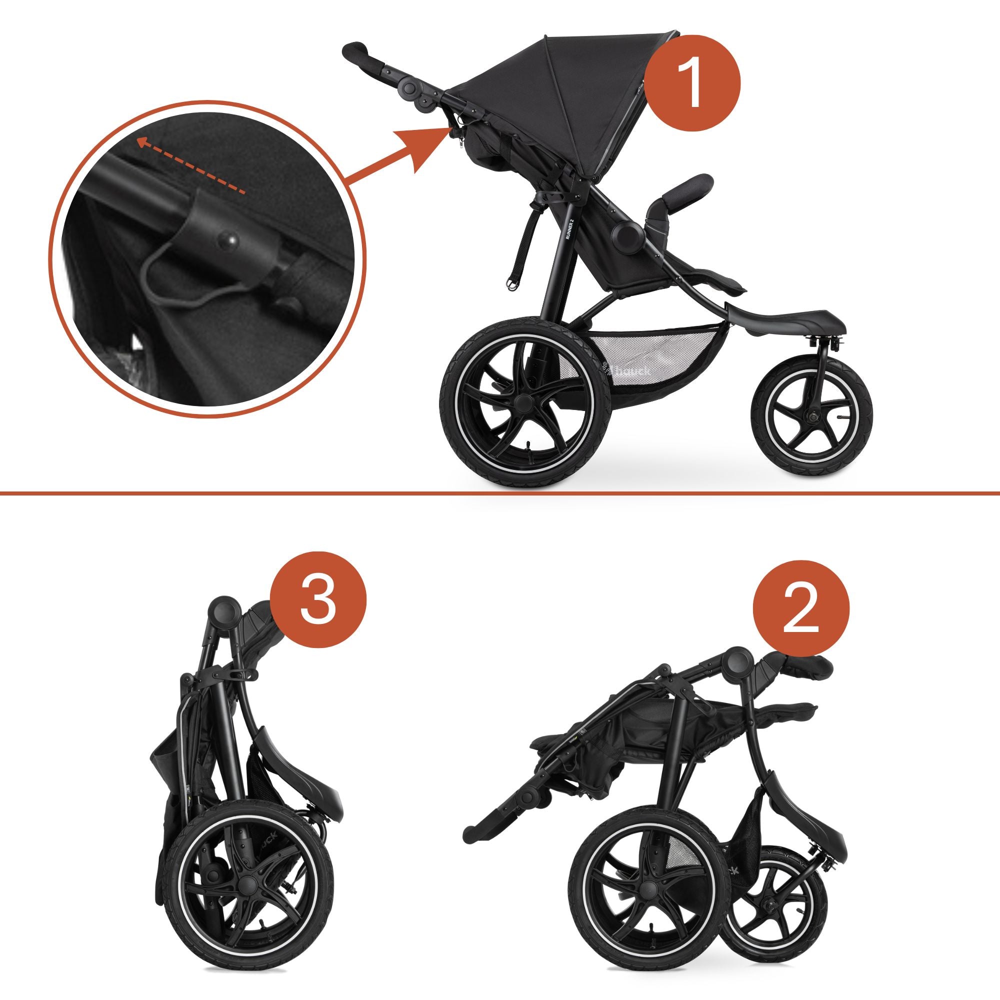 hauck 3-Wheel All Terrain Stroller with Raincover - From Birth up to 48.5lbs - VMInnovations