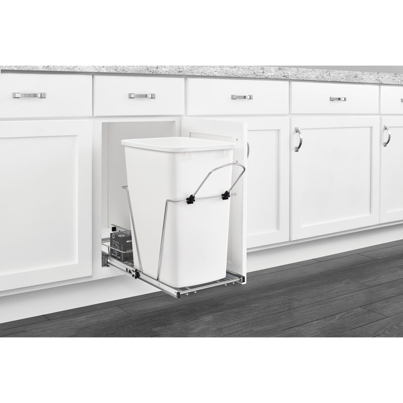 Rev-A-Shelf Pull Out Trash Can 35 Qt for Kitchen Cabinets, White, RV-12KD-11C S
