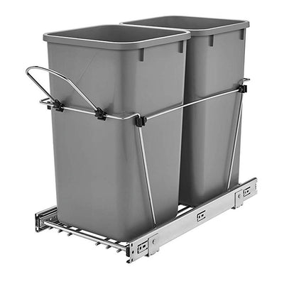 Rev A Shelf Double 27 Qt Sliding Pull Out Waste Bin Container (2 Pack)