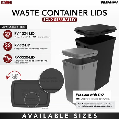 Rev-A-Shelf 27 qt. Trash Can Replacement Lid, Blue, RV-1024-LID-22-1