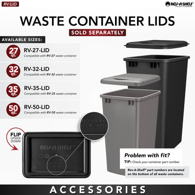 Rev-A-Shelf Single Pullout 35 qt. Kitchen Trash Can with Soft-Close, 5349-15DM-1