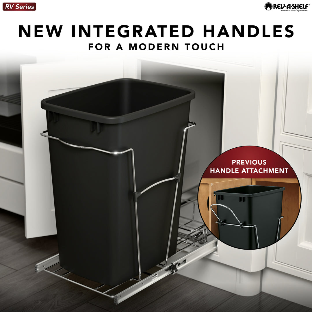 Rev-A-Shelf Double Pullout Trash Cans 27 qt. for Kitchen, White, RV-15KD-11C S