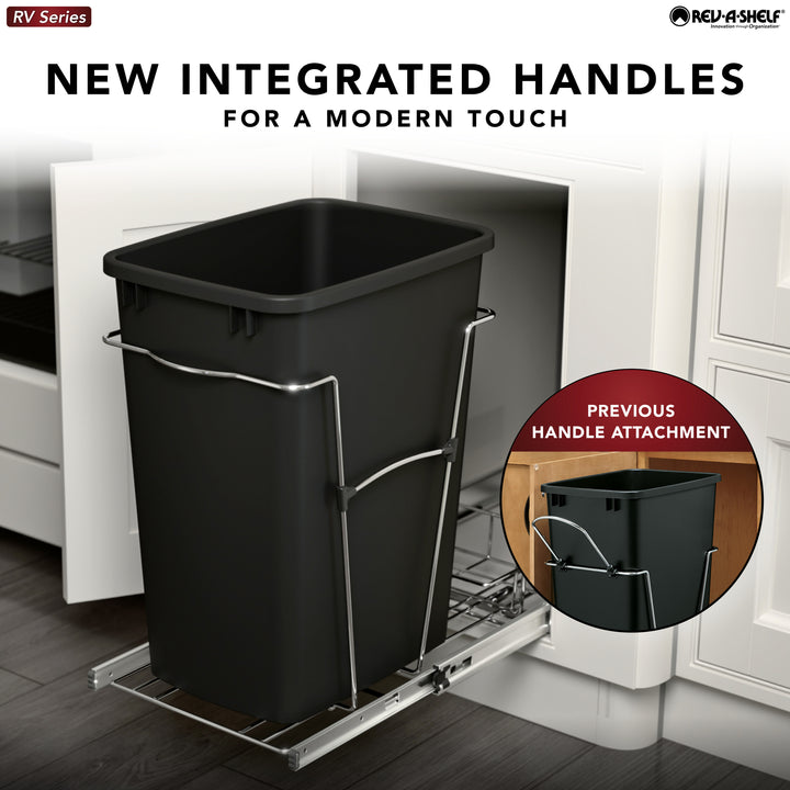 Rev-A-Shelf Double Pullout Trash Cans 27 qt. for Kitchen, White, RV-15KD-11C S