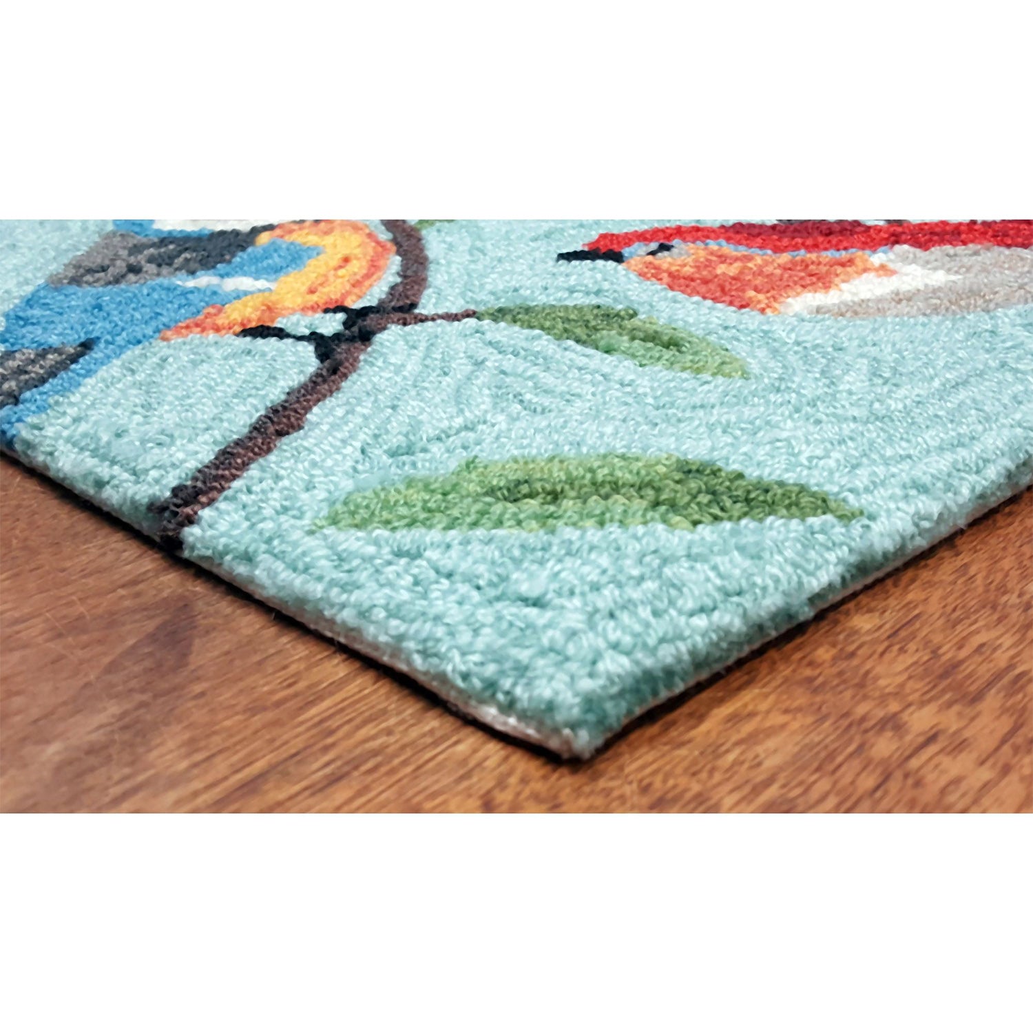 Liora Manne Riviera Aqua Indoor Outdoor Area Rug, Birds on Branches, 2' x 8'