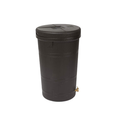 Good Ideas 50 Gallon Rain Barrel with Stand, Brown Ribbed Design (For Parts)