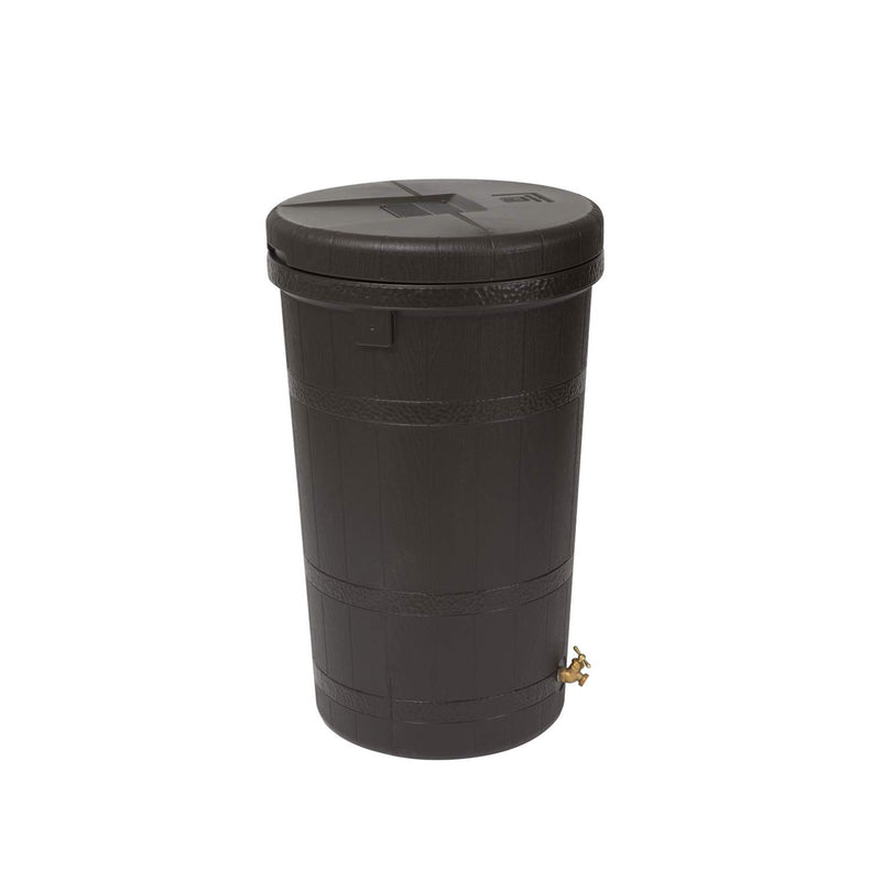 Good Ideas 50 Gallon Rain Barrel with Stand, Brown Ribbed Design (Open Box)