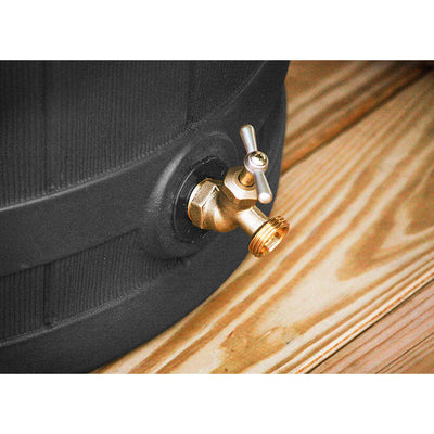 Good Ideas Rain Wizard 40 Gallon Plastic Rain Barrel Bundled with Stand, Black - VMInnovations