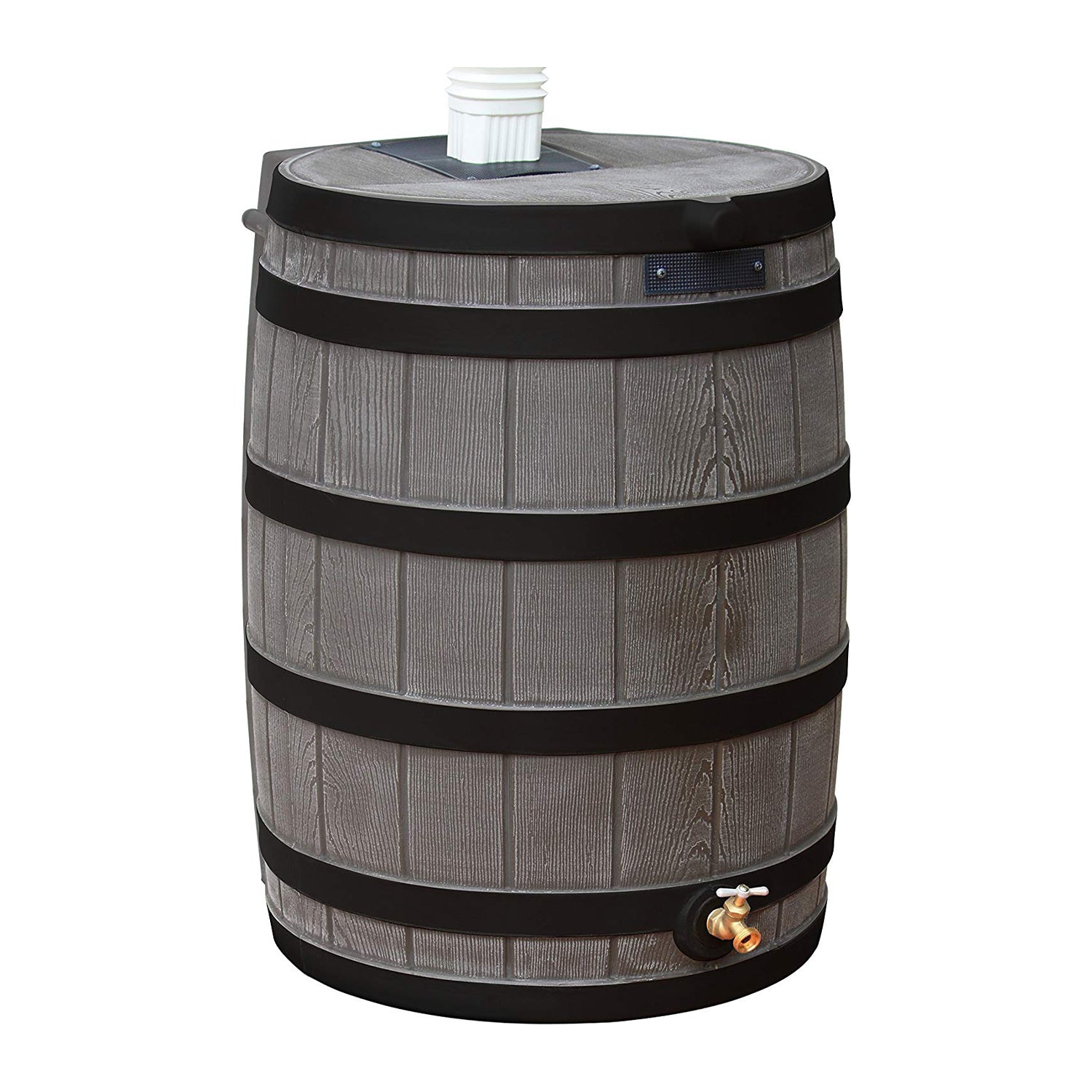 Good Ideas Rain Wizard 50 Gallon Plastic Rain Barrel Water Collector, Oak - VMInnovations