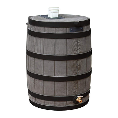 Good Ideas Rain Wizard 50 Gallon Plastic Rain Barrel Water Collector, Oak (Used)