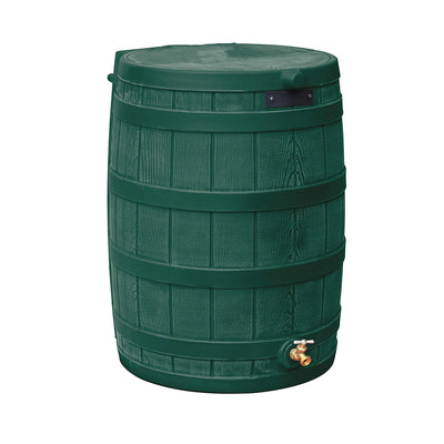 Good Ideas Rain Wizard Rain Collection Barrel 50-Gallon w/ Diverter Kit, Green
