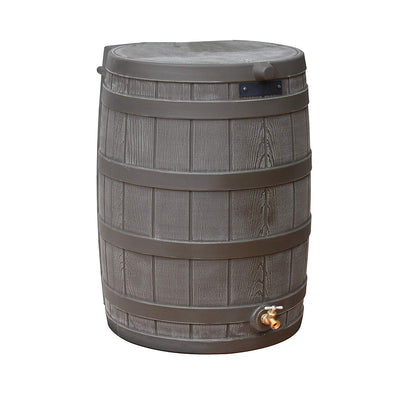 Good Ideas Rain Wizard Rain Collection Barrel 50-Gallon w/ Diverter Kit, Oak