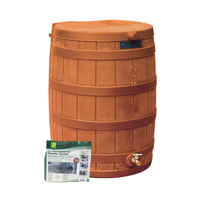 Good Ideas Rain Wizard Collection Barrel 50-Gallon w/ Diverter Kit, Terra Cotta