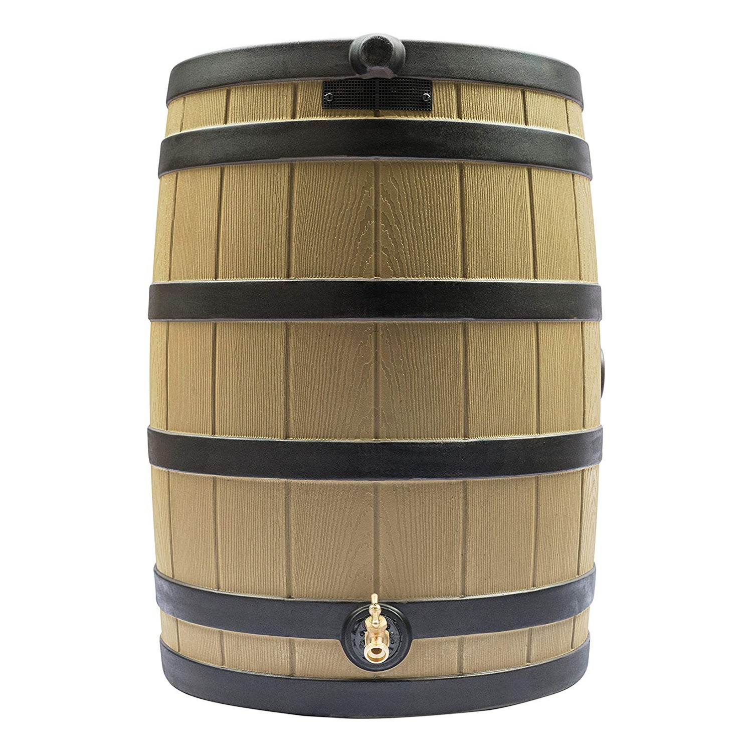 Good Ideas Rain Wizard Rain Collection Barrel 40-Gallon Darkened Ribs, Khaki - VMInnovations