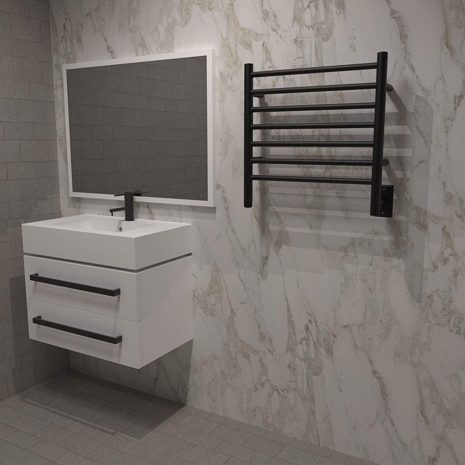 Amba RWHS-SMB Radiant Small 7 Bar Plug In Bathroom Towel Warmer, Matte Black