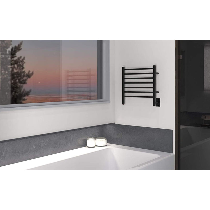 Amba Radiant Small 7 Bar Plug In Bathroom Towel Warmer, Matte Black (Open Box)