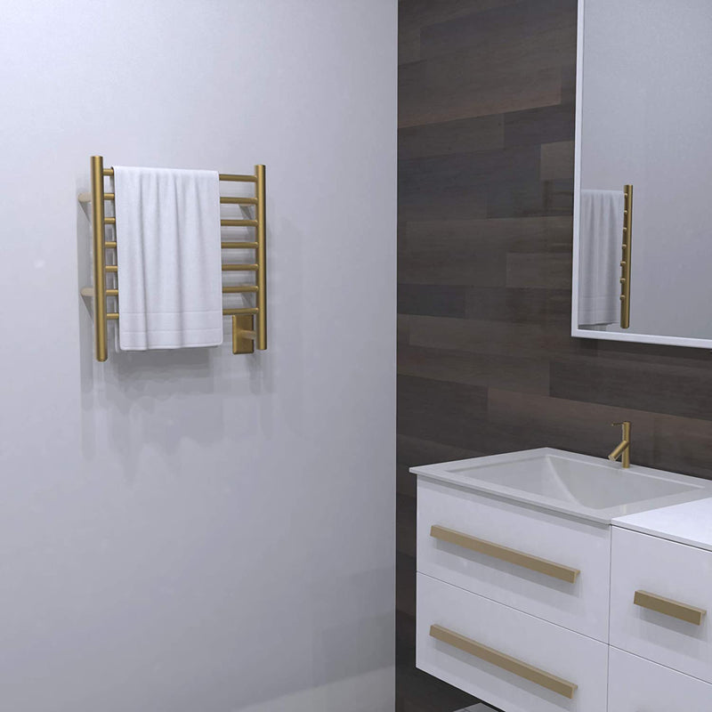 Amba Radiant Small 7 Bar Plug In Bathroom Towel Warmer, Satin Brass (Open Box)