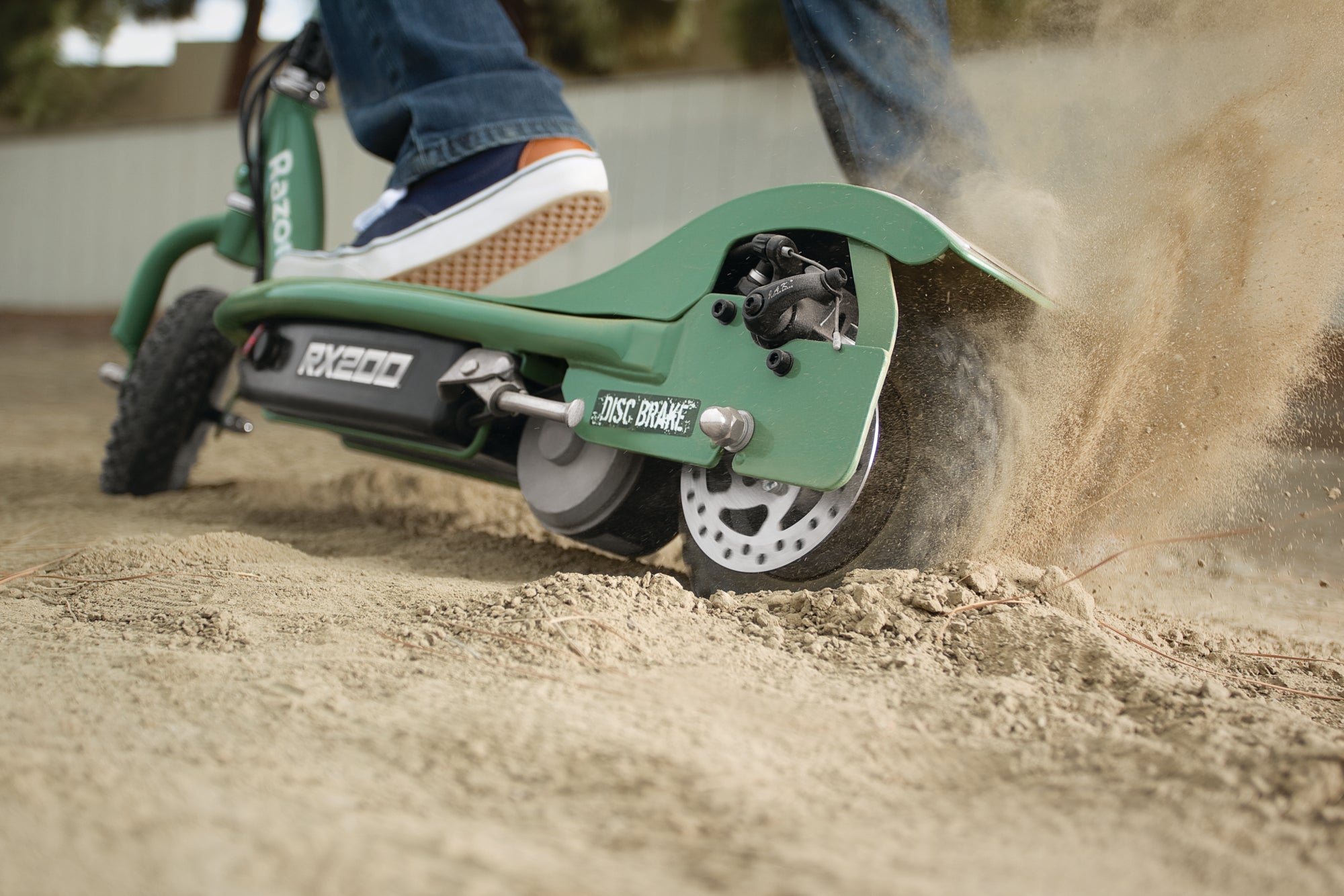 Razor RX200 Electric Off Road Kids Scooter, Rear Wheel Drive, Disc Brakes, Green