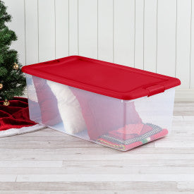 Sterilite 106-Quart Latching Box Plastic Stackable Storage Bin (4 Pack)
