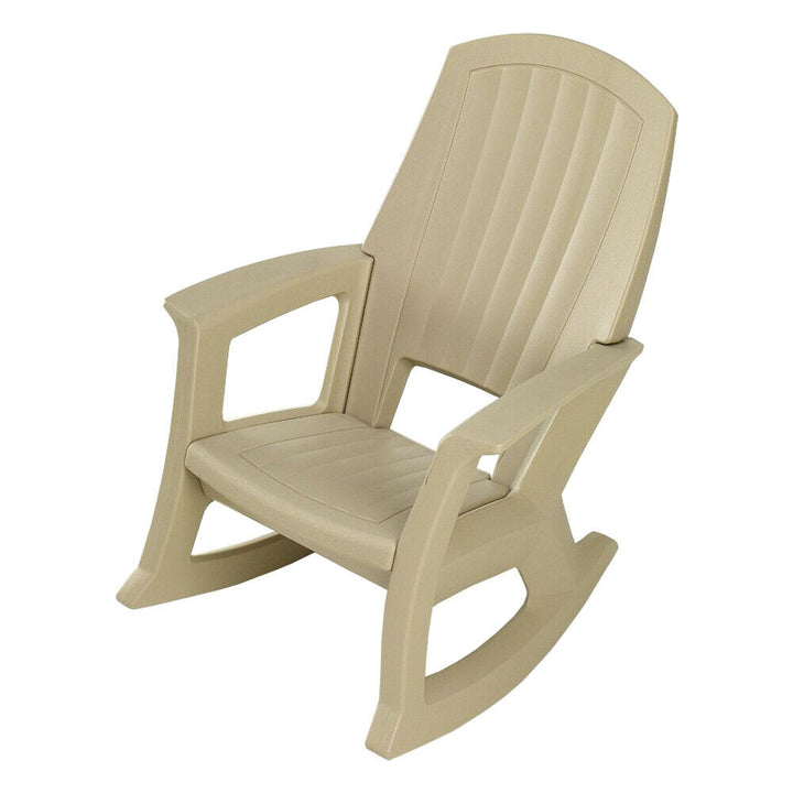 Semco Plastics Rockaway Heavy Duty Resin All-Weather Outdoor Rocking Chair, Tan