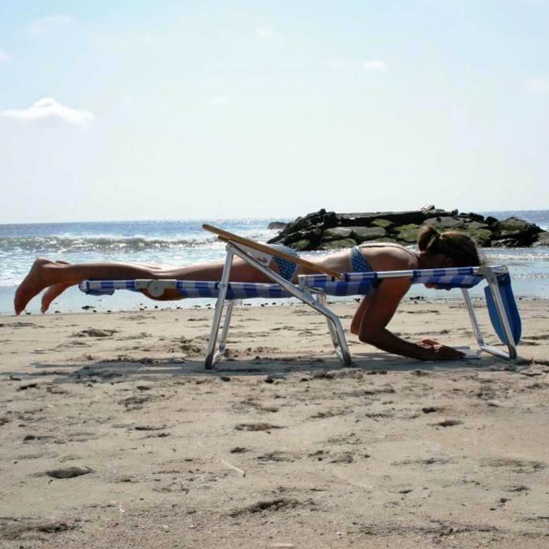 Ostrich 3 N 1 Aluminum 5 Position Reclining Beach Chair, Striped (Used)