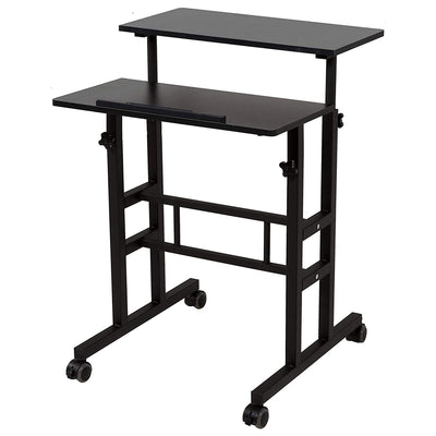 Adjustable Height Mobile Standing Office Computer Desk, Black (Open Box) - VMInnovations