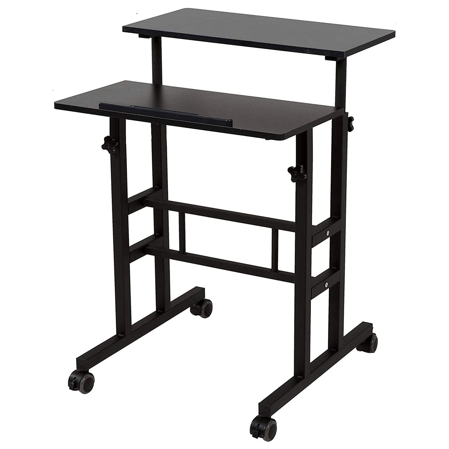 Adjustable Height Mobile Standing Office Computer Desk, Black (Open Box) - VMInnovations