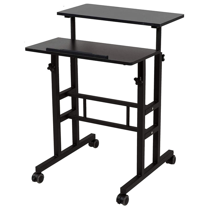 Adjustable Height Mobile Standing Office Computer Desk, Black (Open Box) - VMInnovations