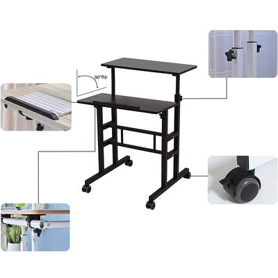 SDADI Adjustable Height Mobile Standing Office Computer Desk, Black (Used) - VMInnovations