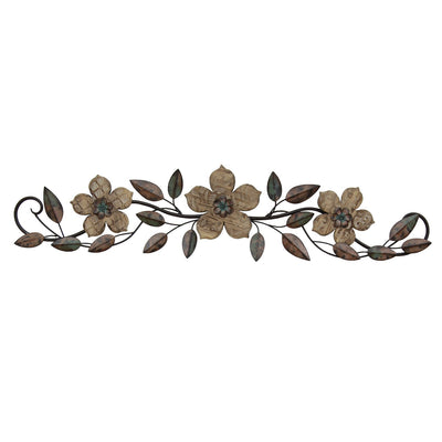 Stratton Home Decor Rustic Floral Scroll Over the Door Wall Decor Wooden Crest