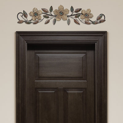 Stratton Home Decor Rustic Floral Scroll Over the Door Wall Decor Wooden Crest