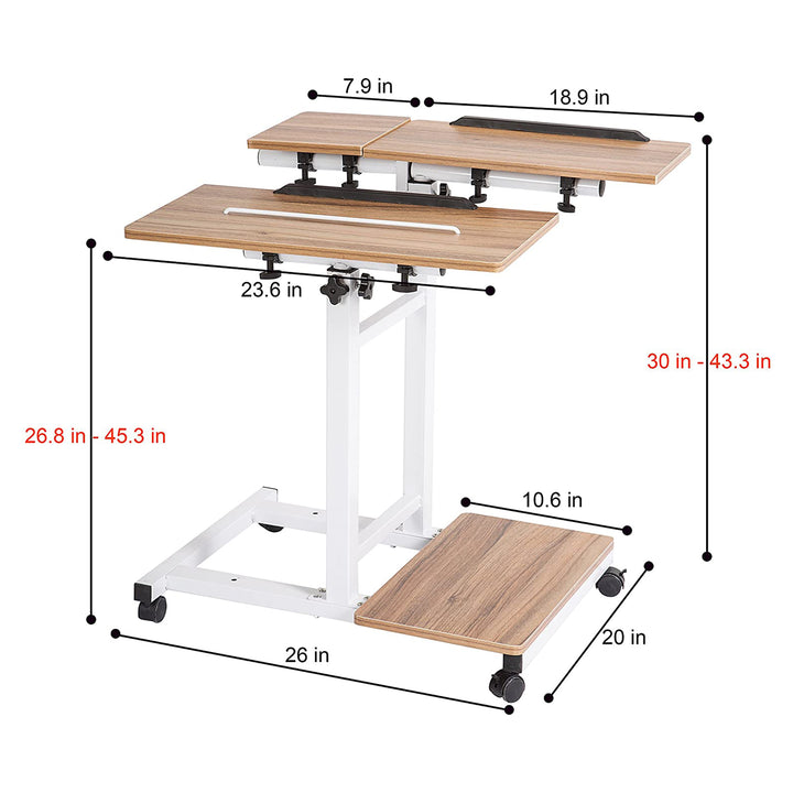 SDADI 3-in-1 Wheeled Adjustable Height Mobile Home Office Standing Desk, Black