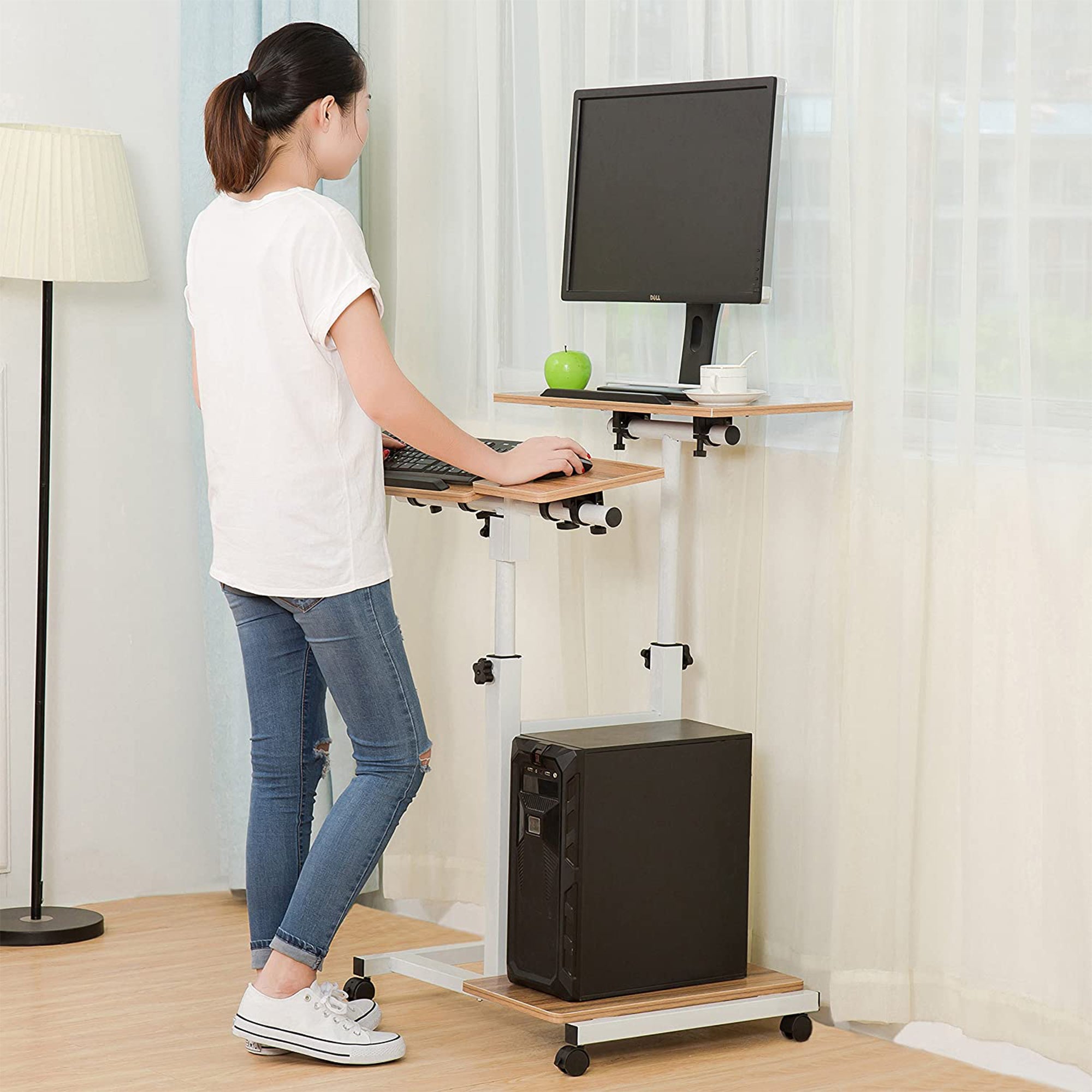 SDADI 3-in-1 Wheeled Mobile Home Office Standing Desk, Black (Used) - VMInnovations