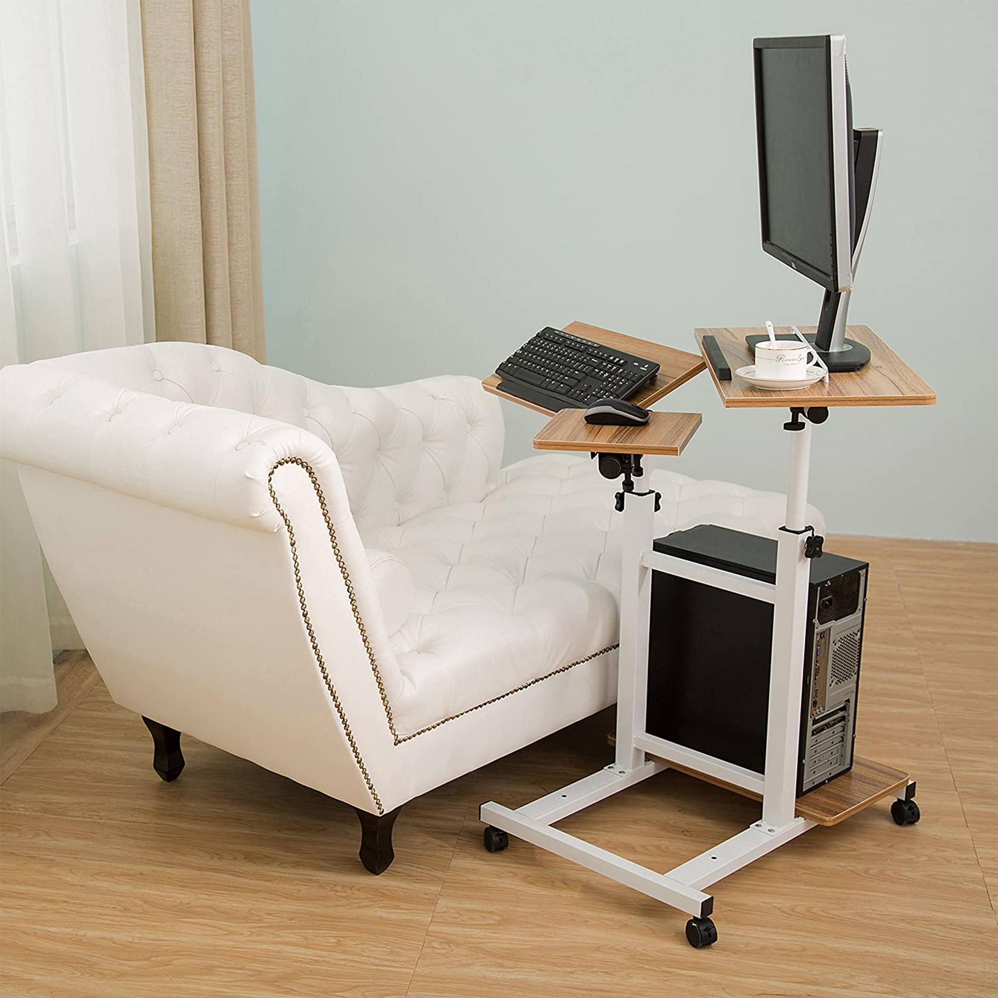 SDADI 3-in-1 Adjustable Height Mobile Home Office Standing Desk, Black(Open Box)