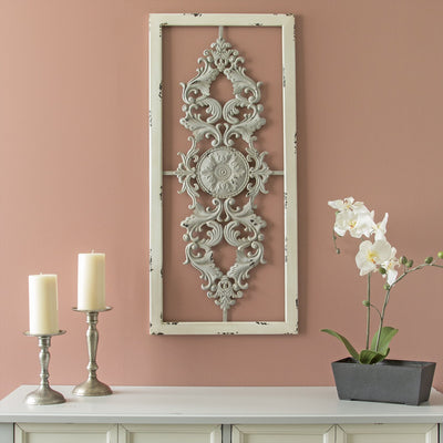 Stratton Home Decor Handmade Wood Rustic Scroll Panel Wall Decor, Gray (2 Pack) - VMInnovations