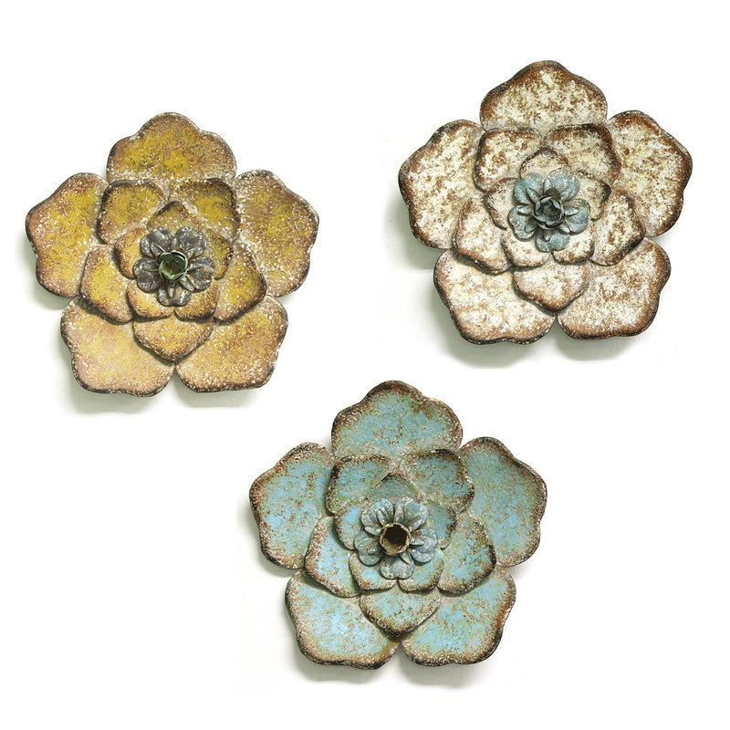 Stratton Home Decor Set of 3 Metal Rustic Flower Wall Decor (Open Box) (3 Pack)
