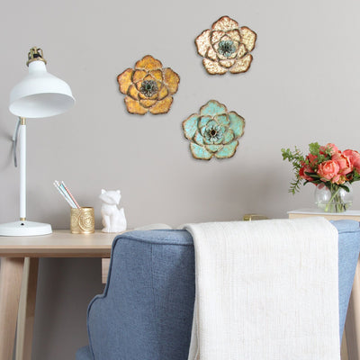 Stratton Home Decor Set of 3 Metal Rustic Flower Wall Decor (Open Box) (2 Pack) - VMInnovations