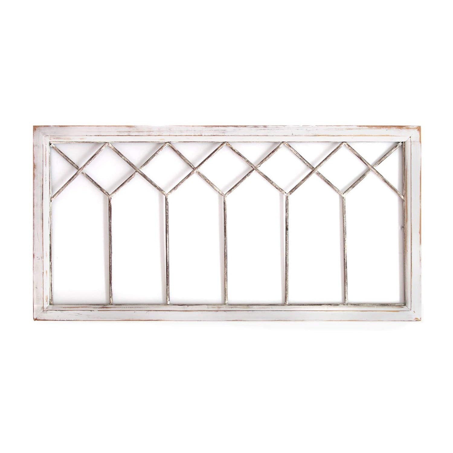 Stratton Home Decor Rustic Farmhouse Distressed Window Panel Wall Decor, White - VMInnovations