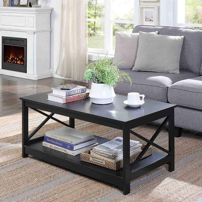 Convenience Concepts Oxford X Frame Coffee Table Open Bottom Shelf (For Parts)