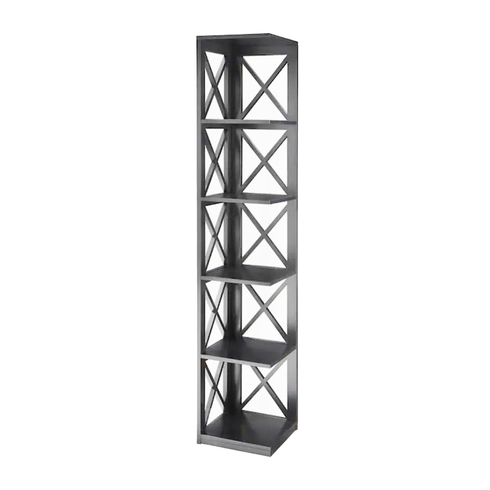 Convenience Concepts 5 Tier Shelf X Frame Home Corner Bookcase, Black (Open Box) - VMInnovations