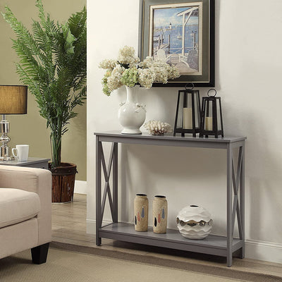 Convenience Concepts Oxford Table with 1 Open Bottom Shelf, Gray (Open Box)