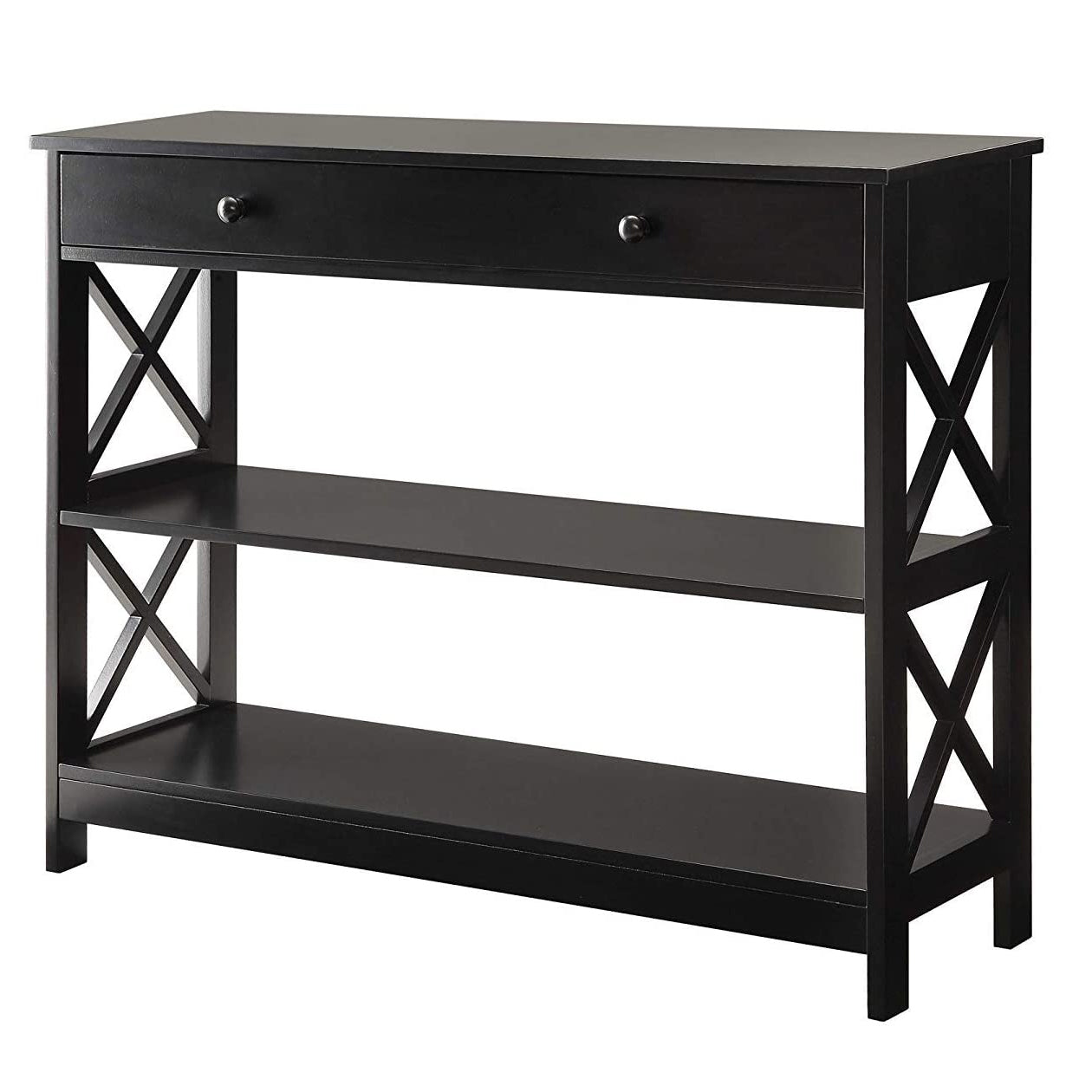 Convenience Concepts 1 Drawer Console Table with 2 Open Shelves, Black (Used) - VMInnovations