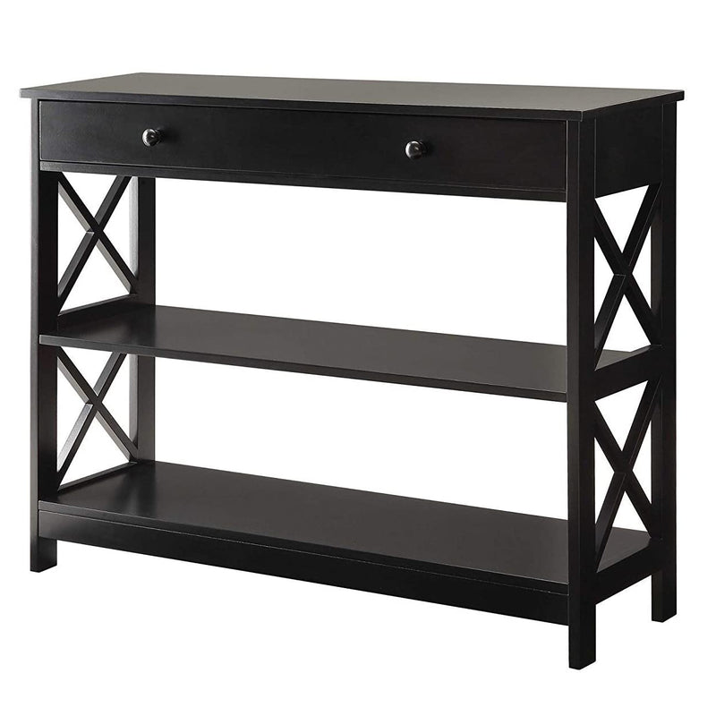 Convenience Concepts 1 Drawer Console Table with 2 Open Shelves, Black (Used)